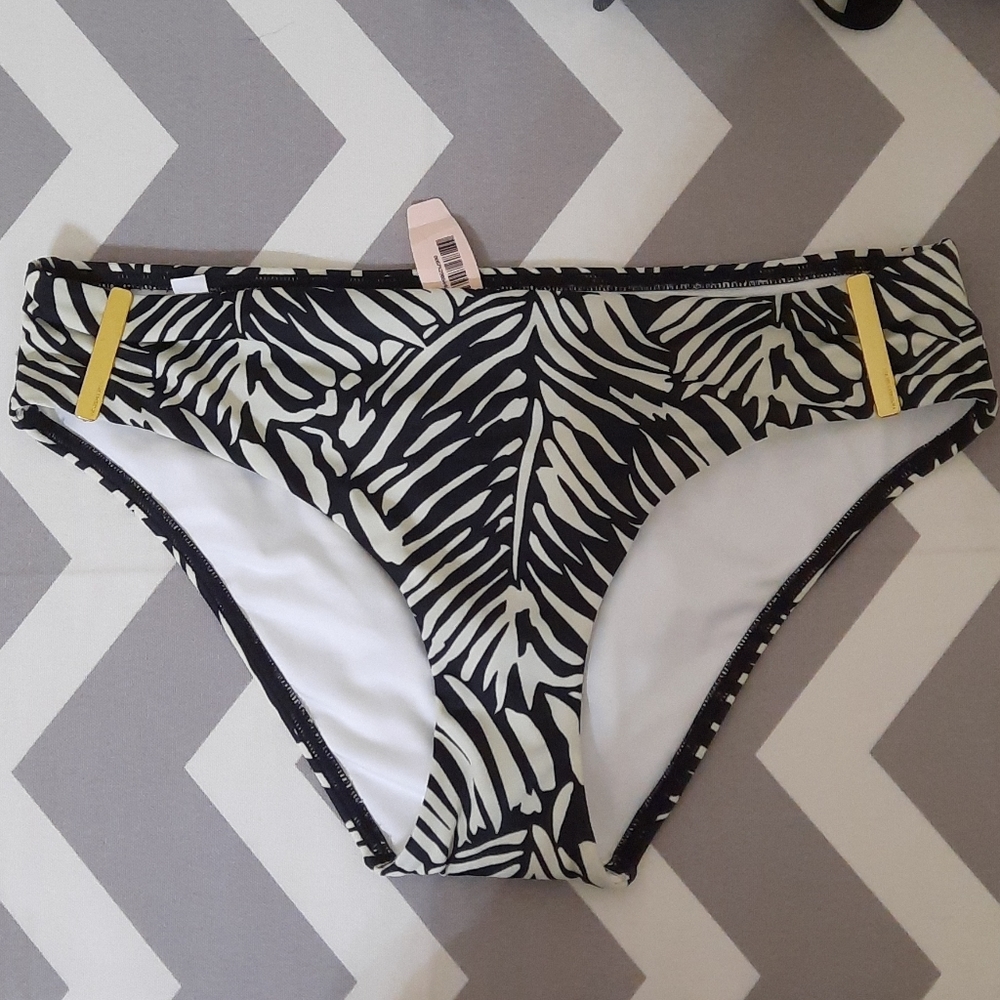 Victoria secret Palm Swim Bottom Gold Bars NWT S